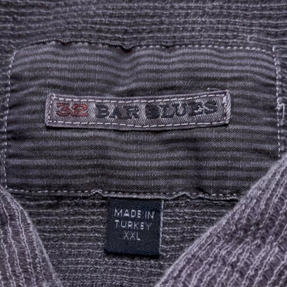 32 Bar Blues Shirt Mens Size 2XL Short Sleeve Button Textured Knit Pocket Purple - Picture 4 of 5